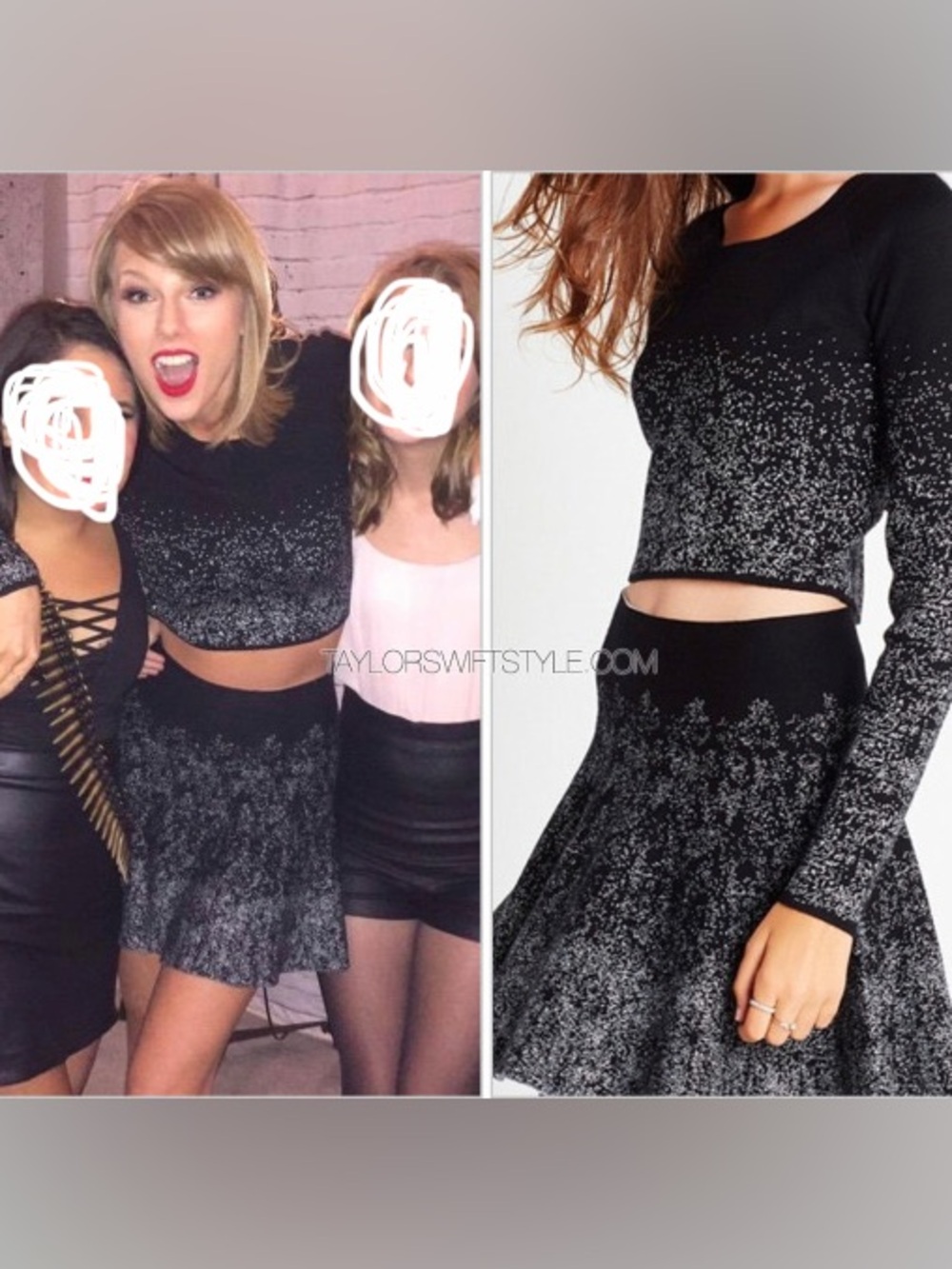 BCBGeneration Taylor Swift Black Silver Ombré Two-Piece Set S/M